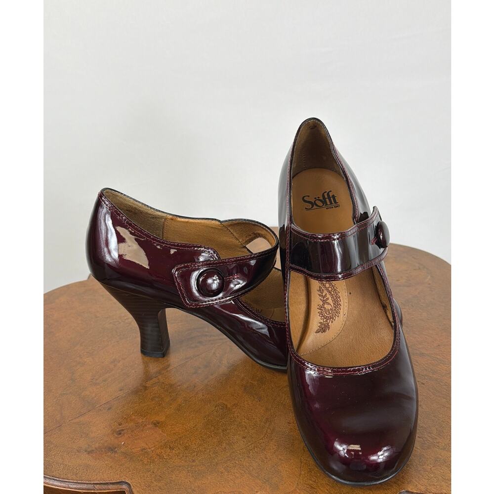 Sofft Mahogany Patent Leather Man-Made Leather Upper Lining Shoes Size 10